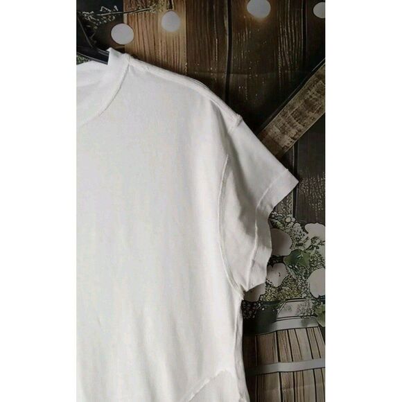 Free People Oversized White Blouse Size S/P Asymmetric 100% Cotton - Picture 4 of 12